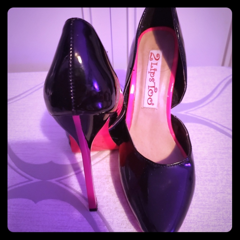 black and hot pink and black heels , never worn